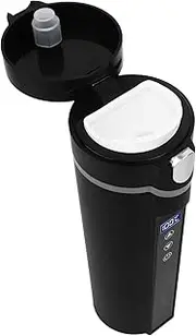 Electric Heated Travel Mug, Intelligent Temperature Control Stainless Steel ABS Smart Heated Car Mug 450ml Capacity for Camping Traveling Home