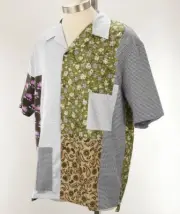 MCQ GROW UP Multicolor PATCHED Oversized Cotton Patchwork Shirt MEDIUM NWT