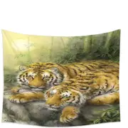 Wild Animals Art Tigers Forest Morning Tapestry
