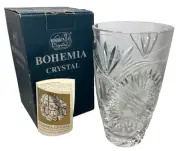 Bohemia Crystal Vase Czech Republic Etched 24% Lead Crystal New In Box Vintage