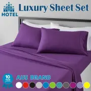 AUS Brand Hotel Collection 4 Pieces Flat Fitted Sheet Set Single/KS/D/Queen/King