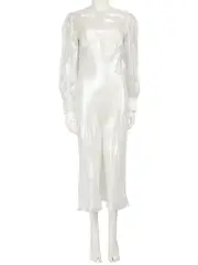 Silver Silk Midi Dress