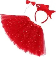 Baluue Sea Fish Headband Skirt Gold Fish Under The Sea Headband Fish Headwear Fish Costume Hair Bands for Party Costume Plush Animal Headbands Polyester Red