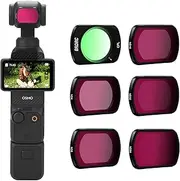 BRDRC Pocket 3 ND Filters Set, 6 Pack - CPL ND4 ND8 ND16 ND32 ND64 Lens Filter for DJI Osmo Pocket 3 Creator Combo Camera Accessories - Can be Stacked