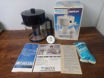 RARE FIND VINTAGE BRAND NEW BRITA AQUALUX GLASS WATER JUG BLACK 2LTRS