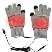 [Generic] Heated Mittens for Men, Heated Gloves for Women | Electric Heated Gloves Plug-In Women Electric Heated Gloves - Touch Screen Hand Warmer Gloves Heated Riding Gloves for Cycling Hiking Camping, gray, B