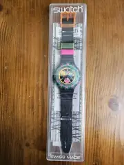 Vintage Swatch AquaChrono Watch SEPPIA SBM102 with Case & Papers 1994 NOS NIB