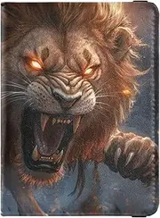 [Amooorous] Orange Cool Flame Lion Leather decorative passport holder for travel men Wallet Combo Cute Passport Book Lightweight, Orange cool Flame Lion, 1 size
