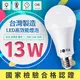 全台最低價《CNS國家認證 台灣製造》高光效 LED 燈泡 護眼無藍光保護家人眼睛 13W 超亮超節能