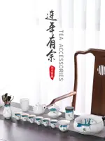 純手繪白瓷功夫茶具套裝家用薄胎簡約陶瓷泡茶壺蓋碗品茗杯套