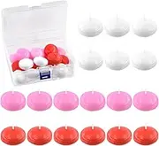 Rustark 18Pcs Multiple Colored Floating Disc Candles Set Unscented Float Candle Dripless Wax Burning Floating Candles Flameless Floating Candles for Wedding Party Anniversaries Home Decoration