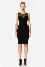 Mesh Insert Sleeveless Little Black Dress