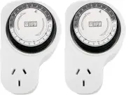 24 Hour Analog Timer Twin Pack Offset Double Pole Plug-in Switch NEW AU