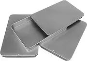 3 x 50ml Rectangular Tin with Slider Lid - Small Travel Storage Containers/Sweets/Lip Balm/Favour/Gift/Pill Boxes - Silver