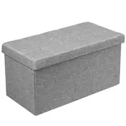 Giantex 80cm Folding Storage Ottoman Blanket Box Shoe Bench Oxford Fabric Bedroom Hallway Entryway, Grey