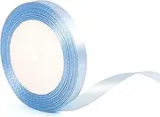 10mm Baby Blue Satin Ribbon for Gift Wrapping 22m - Light Blue Thin Fabric for Present, Christmas, Cake, Hair Bow, Bouquet, Florist, Crafting, Wedding, Car Decoration