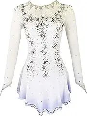 [LIUHUO] Ice Skating Dress Purple Yellow Halo Dyeing Spandex Handmade Crystals Long Sleeve Ice Skating Figure
