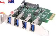 CY Low Profile PCI-E to USB 3.0 Expansion Card 4-Port Hub 5Gbps PCI Express Adap