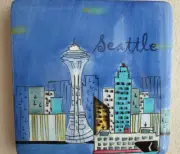 Seattle Ceramic Tile Trivet Coaster Travel Souvenir 6" x 6"