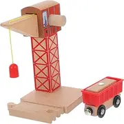 UPKOCH Rail Crane Toy Wooden Railway Accessory with Working Crane Carriage for Creative Play Safe Model Train Part for Boys and Girls Compatible with Train Tracks