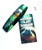 ZOX *TOMORROW I'LL SAY TOMORROW* Silver Single SMALL Wristband w/Card NIP SLOTHS