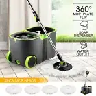 360 Degree Spin Mop Rotating and Bucket Set w/ Wheels and 4 Microfiber Mop Heads
