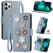 Mobile Phone Case For Samsung S21 Fe, Cute Three-dimensional Flower Mobile Phone Wallet Case