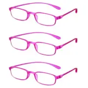 Calabria 718 Flexie Oval Reading Glasses +1.00 Fuschia (3pack) Men/Women Bendabl