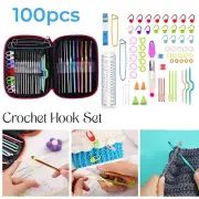 100pcs Crochet Hooks Set Soft Grip Handles 3-Type Knitting Needles for Starters