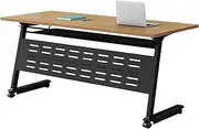 YVYKFZD Folding Conference Table, Stackable Conference Room Table, Rolling Meeting Table with Wheels and Baffle, Mobile Training Table, Easy Assembly(6PCS,62.9"x15.7"x29.5")