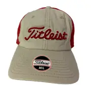 NEW TITLEIST [M/L] Men’s Stretch Fitted Slouch Golf Hat/Cap-Beige/Red