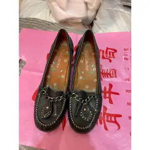 「 二手鞋 」 Zaza Collection 女版皮革跟鞋 38號（黑）鐵4