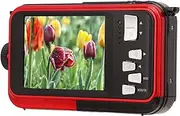2.7K 48MP Dual Screens Waterproof Underwater Digital Camera, 10ft Water Resistant, Built-in Battery, with 10ft Waterproof, for Underwater (Red)