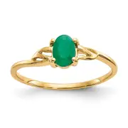 14K Yellow Gold Emerald Birthstone Ring