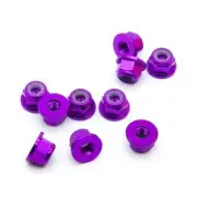 10pcs M4 Flange Locking Hex Nuts Nylon Insert Anodized Aluminum (Purple)
