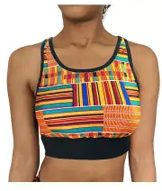 Roselyn Kente African Print Sports Bra for Women -Padded Seamless for fitness