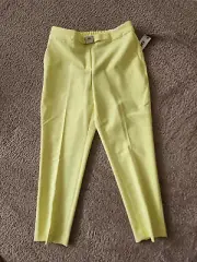 DKNY Women's Flat-Front Straight-Leg Ankle Pants light lemon yellow size 6