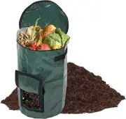 34 Gallon Garden Compost Bin Bag Reusable Organic Fertilizer Fermented Bag wi...
