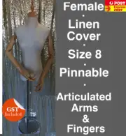 Linen Cover Female White Mannequin Torso With Articulated Arms & Fingers