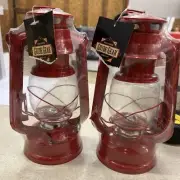 Set Of 2 Guide Gear Red Kerosene Lantern New Camping Gear 9”