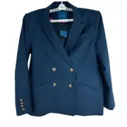 Biltmore Womens Double-Breasted Blazer Jacket Size 14 Polyester Rayon Wool Blend