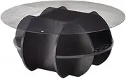 [AIMALL] 1/2pcs Modern Round Glass Coffee Table Set – Tempered Glass Side Tables for Living Room, Black Minimalist Home Furniture with Storage Grid, 27.5in & 19.6in Options