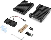 4 Case Cooling Shell Aluminum Alloy Enclosure with Dual Fans High Efficiency Heat Dissipation Protective Metal Box for 4 and Pi 3