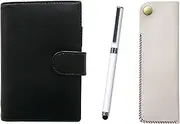 Eco B7 Leather Mini Notebook and Horizontal Hook Pen Case White Smartphone Touch Metal Cap Ballpoint Pen Extra Set White LS002B-NK01W-QSJW700-W