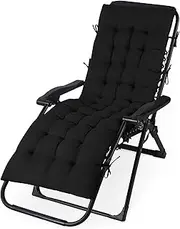 FlyGulls Lounge Chair Cushion Long Chaise Lounge Cushion with Ties Indoor Bench Cushion for Recliner Deck Chair Dormette Swing Bench Zero Gravity Chair Cushion 63 Inch Black