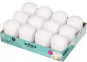 12 White Pillar Candles Bulk - 2.3 x 3 inch Candle Set - 17 Hours Clean Burni...