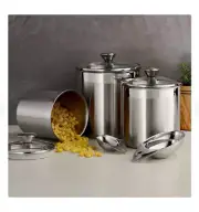 Tramontina 6 Pc Stainless Steel Covered Canister Set with Measuring Scoops