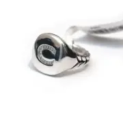 New DAVID YURMAN Pave Initial Letter C Pinky Ring in Diamond & Silver Size 4