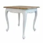 French Provincial Bed End Side Lamp Table in White with Natural Oak Top