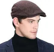 [Comhats] Wool Peaked Cap Sliding Hat Winter Gatsby Duckbill Men's Hat, 00101_Coffee, X-Large